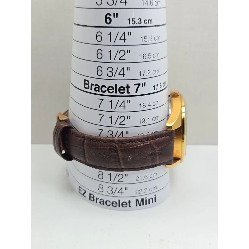 Breed Louis Mens 42mm Date Watch Gold Tone Brown Leather Quartz New Battery